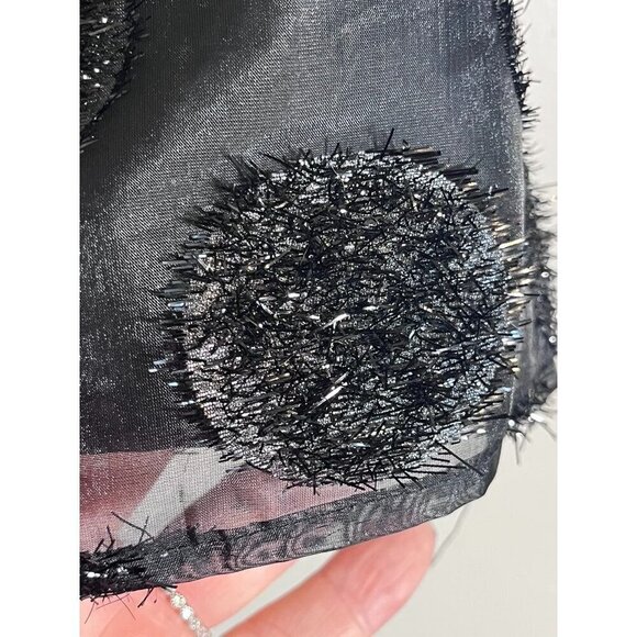 Talbots Chic Polka Dot Midi Skirt 4 Black Preppy Glitter Glam Cocktail Classic - Picture 3 of 9